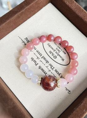 【太阳神】天然盐源玛瑙红胶花温柔百搭手串气质小众简约高级甜美