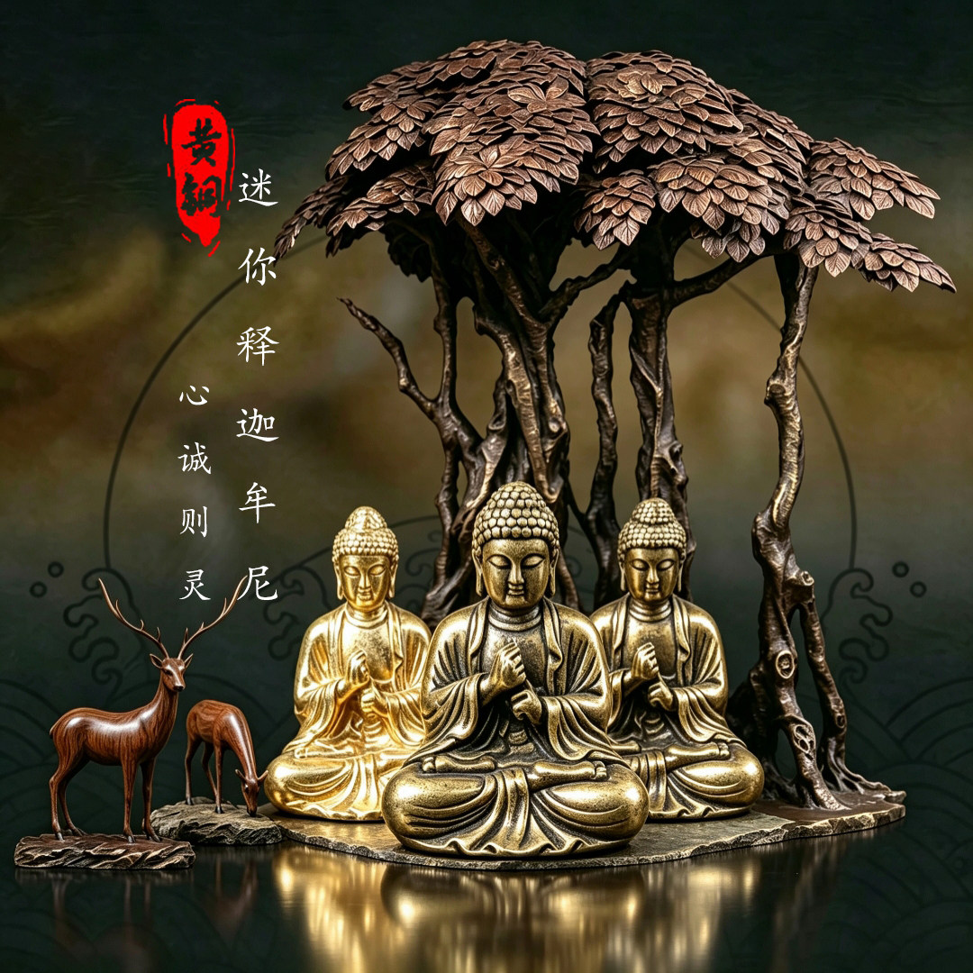 黄铜如来佛招财汽车桌面摆件