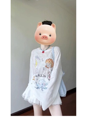 2025夏季新款宽松显瘦卡通印花长袖t恤美式复古慵懒风甜酷上衣女