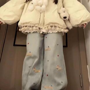 2024冬季新款甜美风加厚保暖棉衣小个子流苏毛球宽松开衫连帽外套