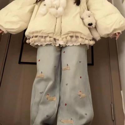 2024冬季新款甜美风加厚保暖棉衣小个子流苏毛球宽松开衫连帽外套