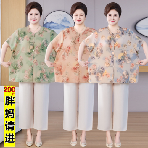 中老年人妈妈夏季装女薄款新中式