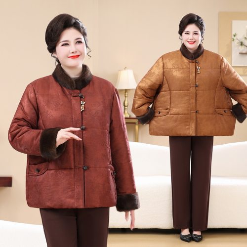 国风妈妈冬季新中式洋气保暖棉服