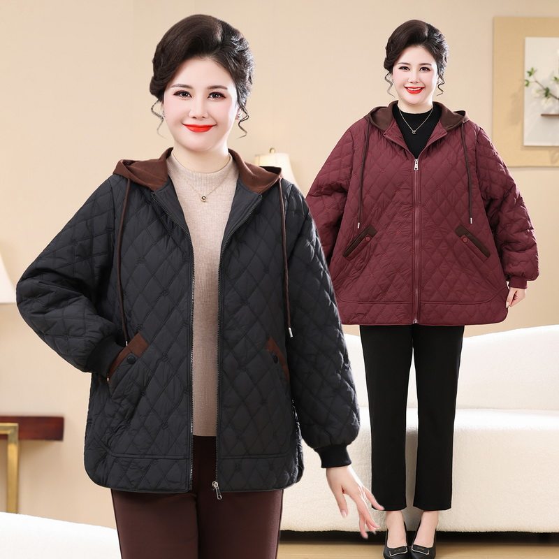 妈妈装秋冬2026新款轻薄棉服外套洋气大码中老年女装奶奶冬季棉衣