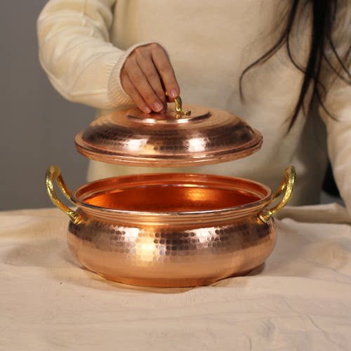 纯手工紫铜锅原色红铜小火锅