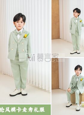男童英伦风西装礼服清新三件套