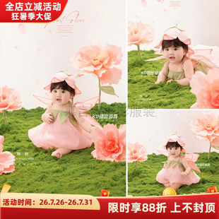 春日女童可爱花仙子粉色裙子服装小精灵清新花朵主题周岁宝宝写真