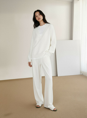 teeshe女装华绒大v领宽松卫衣25秋新品330g简洁纯色休闲百搭上衣