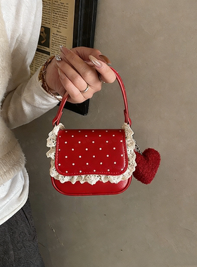 儿童斜挎包包女童红色新年款手提包小女孩公主包可爱宝宝拜年挎包