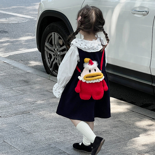 儿童斜挎包秋冬毛线针织包女孩可爱小挎包新年男童搞怪丑萌零钱包