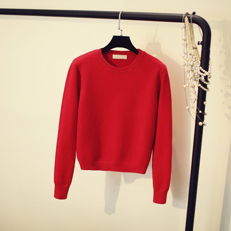 加厚毛衣女秋冬季本命年红色针织衫套头圆领2025新款上衣短款打底