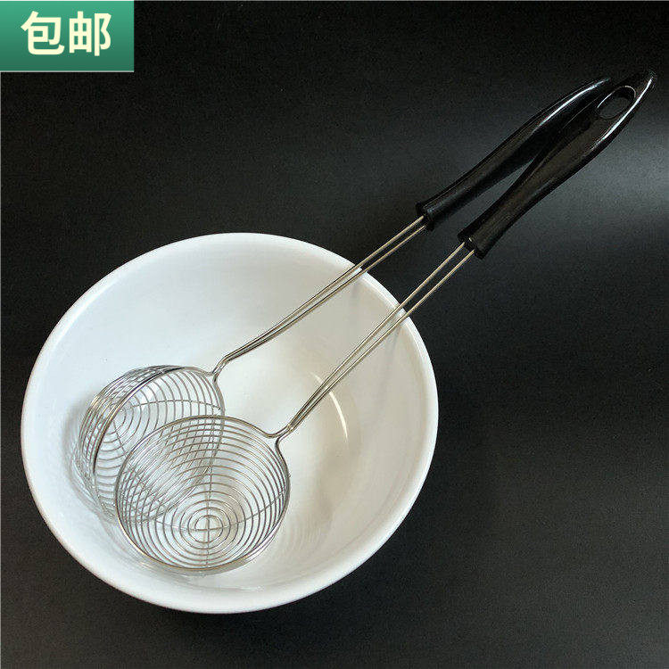包邮 火锅捞勺黑色胶柄不锈钢漏勺小号打边炉肉丸子捞筛汤漏勺子