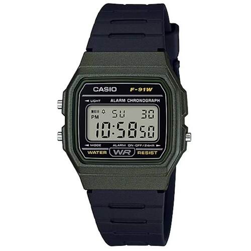 CASIO卡西欧中性手表数字的表盘树脂表带防水F 91WM 3ACF