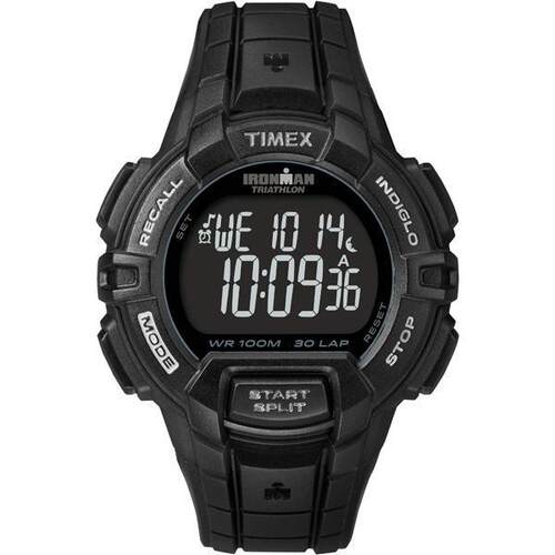 Timex天美时Ironman Triathlon 45mm黑色树脂表带数字的男士手表