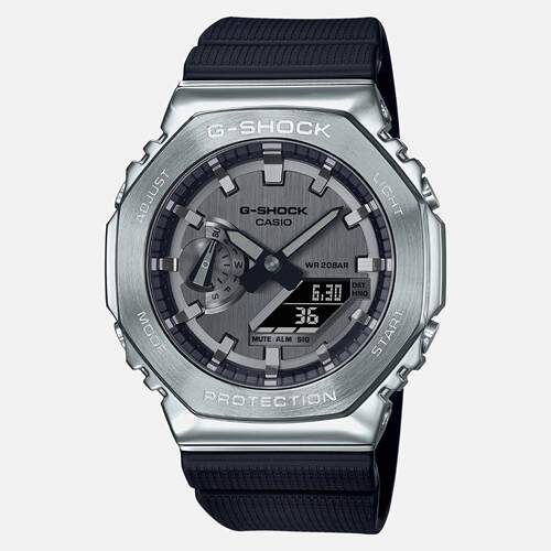 CASIO卡西欧G Shock GM2100 1A方形银金属黑色限量版手表