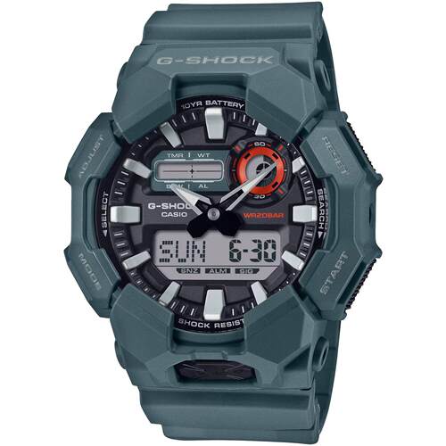 CASIO卡西欧男士手表G Shock黑色灰模拟数字表盘绿色表带GA010 2A