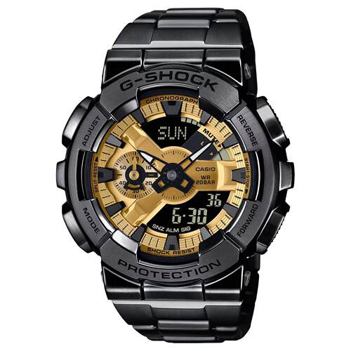 CASIO卡西欧G Shock 110系列金色表盘黑色不锈钢手表GM110BD 1A9