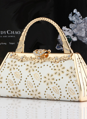 白色精致晚宴包高档夜场dj上钟公主包ktv包厢服务员上班手提小包