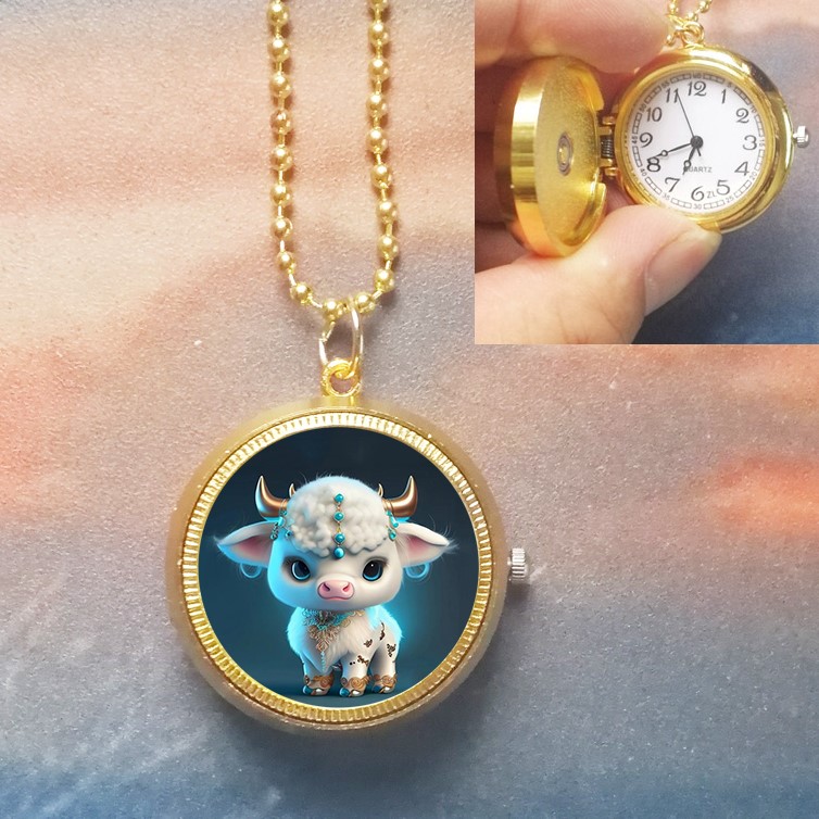 牛年儿童手表生肖旋转金色