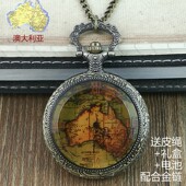 大号茶镜地图怀表复古翻盖学生男士 女项链表铁塔挂表皮绳创意礼物