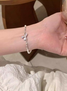 搜搜轻奢小众高级感锆石蝴蝶珍珠手链女韩系爆款百搭气质闺蜜礼物