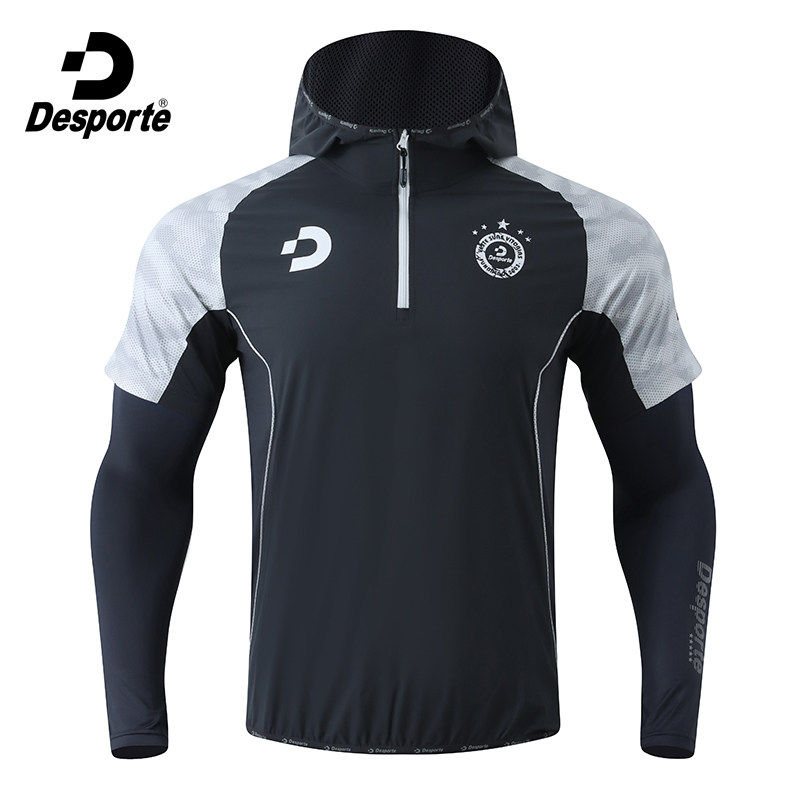 Desporte体士彪运动上衣两件套 半拉链连帽短袖训练服+长袖紧身衣