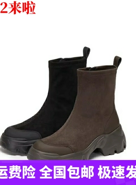 商场同款2025新款交响海豚运动靴中靴厚底瘦瘦靴女短靴EIX03DZ5