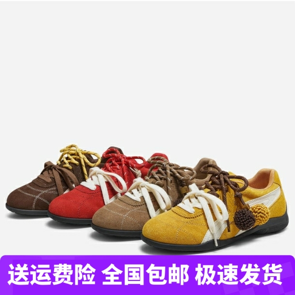 松果鞋商场同款女鞋2025新款鞋红色系带德训鞋运动阿甘鞋GTY01CM5