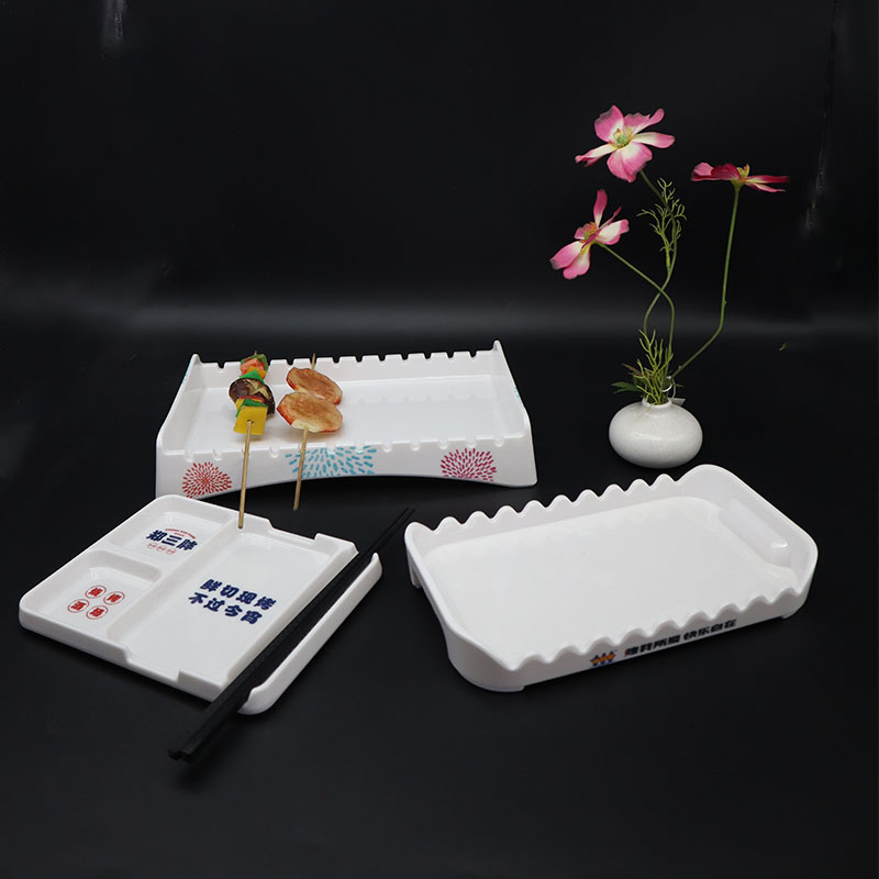 烤串盘串串盘密胺材质餐具塑料餐盘分格盘烧烤串串东裕定制商用