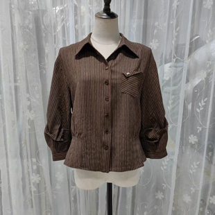 衬衫 轻奢2368专柜26春新款 休闲百搭条纹长袖 时尚 宽松显瘦上衣 女装