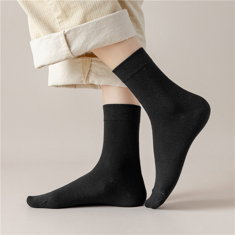 【4双】黑色袜子女中筒短袜四季袜纯棉防臭搭配皮鞋乐福鞋春秋款
