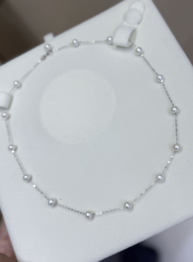满天星珍珠项链女925纯银施家正圆轻奢小众高级感锁骨链 5.5-6mm