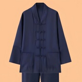 对襟三宝领道士装 三宝领小道领道袍夏中褂 武当男女居士三清领服装