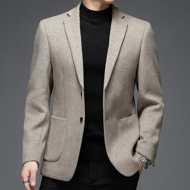 尼亚蒙口男士秋冬羊毛加厚西服