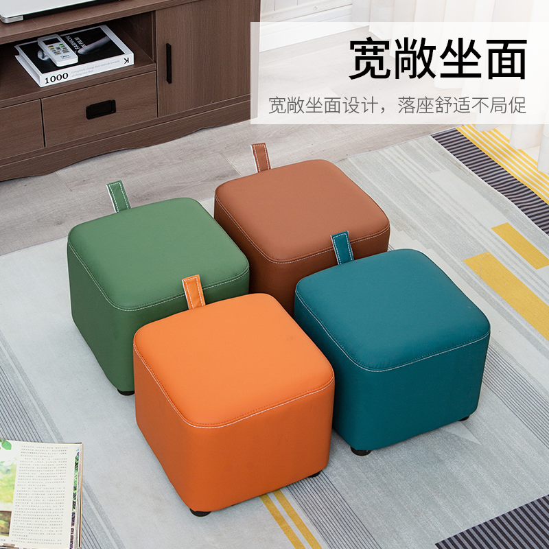 简约猫抓皮小凳子皮墩凳茶几凳家用客厅矮凳门口换鞋凳沙发方凳子