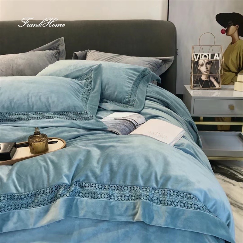 牛奶绒四件套珊瑚绒床单轻奢风