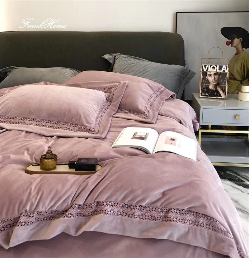 高档轻奢牛奶绒四件套加厚保暖双面绒被套冬季加绒珊瑚绒床上用品