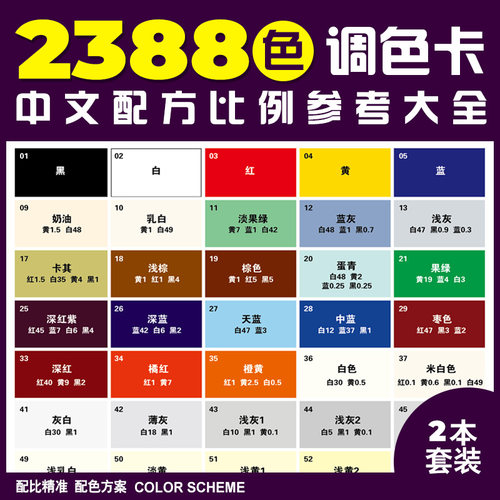 调色配方比例色卡大全皮革家具油漆调漆美术奶油新配比教程参考表