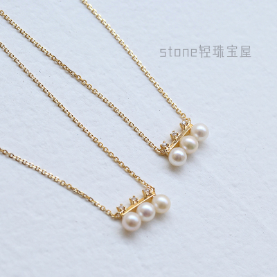 日本star jewelry girl平衡木天然淡水珍珠925纯银项链网红锁骨链