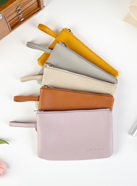 北欧ins风便携式化妆包airpods口红粉饼收纳袋手机钥匙零钱包皮质