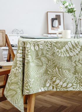 棉麻桌布印花植物花卉防水防油台布野营复古ins拍摄背景北欧装饰