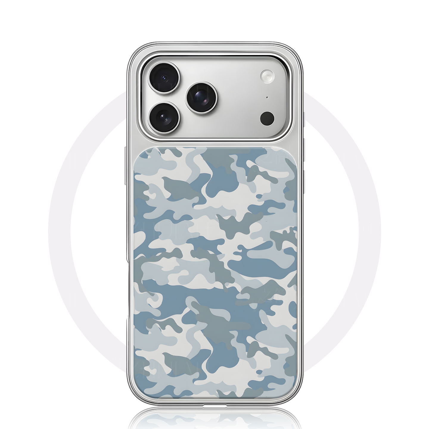蓝灰迷彩大孔电镀黑框磨砂磁吸碳纤纹手机壳适用苹果iphone17promax华为小米14PROP70PRO全包按键