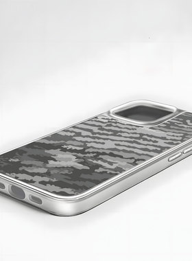 灰色迷彩纹大孔电镀黑框磨砂磁吸碳纤纹手机壳适用苹果iphone17promax华为P70PROP70ULTRA15/16PLUS