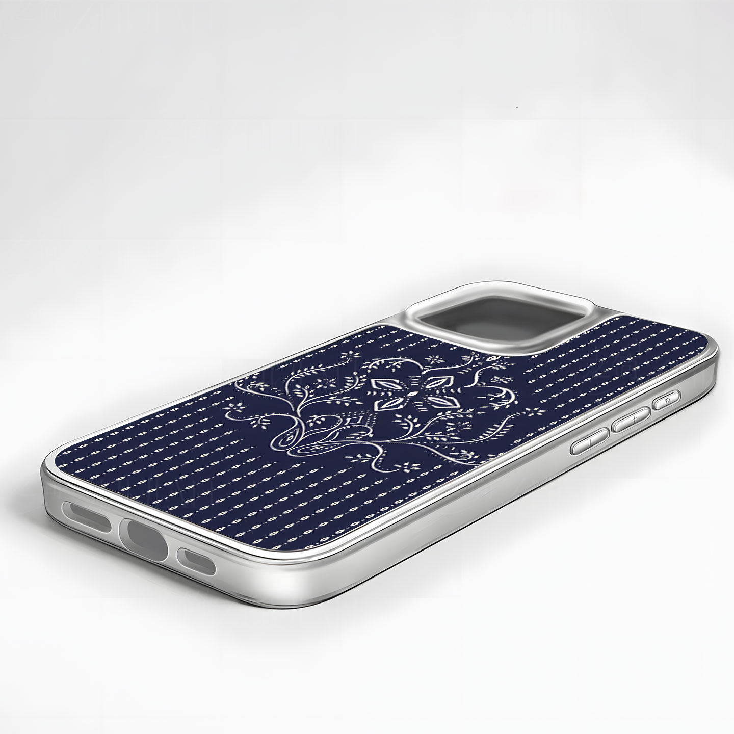 蓝底白花纹样大孔电镀黑框磨砂磁吸碳纤纹手机壳适用苹果iphone17promax华为P70ULTRAMATE60PRO小米14PRO