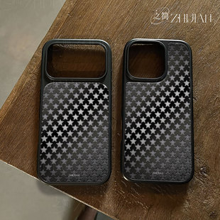 之简ZHIJIAN《星罗棋布》电镀黑框磨砂磁吸手机壳适用苹果iphone17promax华为P70ULTRAP70PRO12/13/14