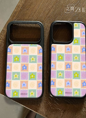 之简ZHIJIAN《童趣方格》电镀黑框磨砂磁吸手机壳适用苹果iphone17promax华为P70ULTRAP70PROMATE60PRO