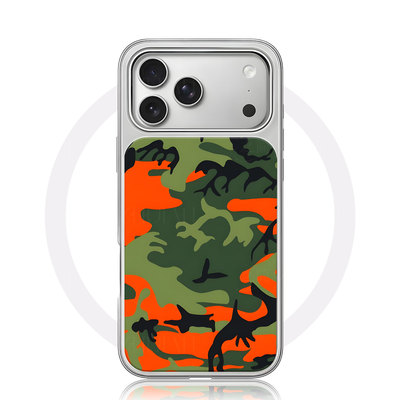 橙绿迷彩纹大孔电镀黑框磨砂磁吸碳纤纹手机壳适用苹果iphone17promax华为12/13/14MATE60PRO全包按键