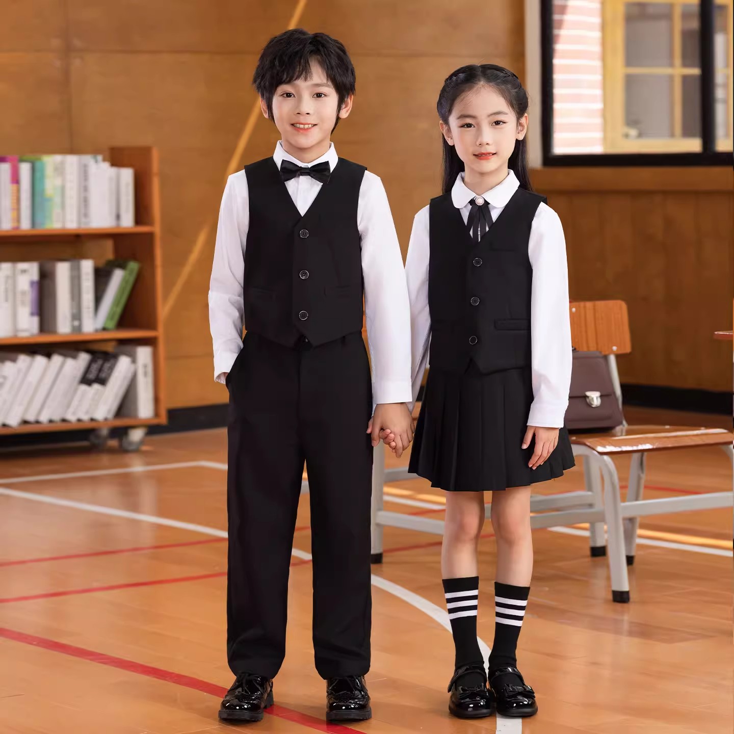 英伦学院风男女童朗诵合唱演出服