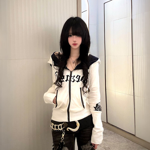 古早感涩谷亚文化连帽外套