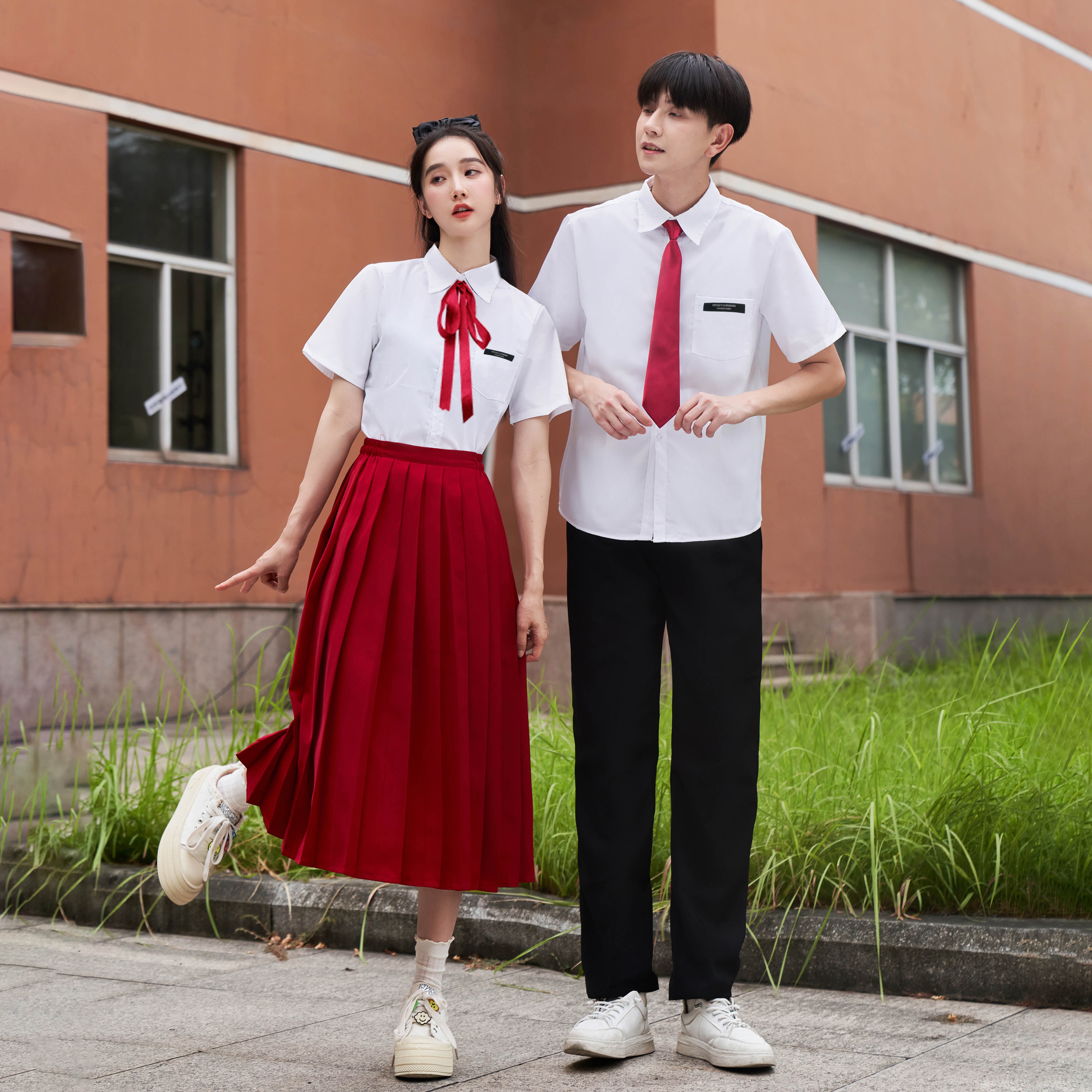 班服学院风长裙日系套装高中学生短袖表演校服初中合唱舞台演出服_虎窝淘